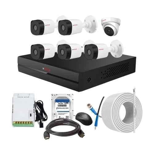 CP Plus 2.4MP Indoor & Outdoor CCTV Combo Kit with 8Ch DVR, 5 Bullet 1 Dome Camera, 8Ch SMPS, 70m Cable, 500GB HDD & Connector