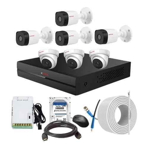 CP Plus 2.4MP Indoor & Outdoor CCTV Combo Kit with 8Ch DVR, 3 Dome 4 Bullet Camera, 8Ch SMPS, 70m Cable, 1TB HDD & Connector