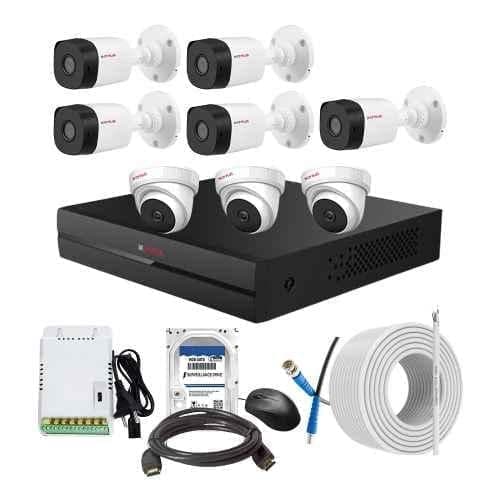 CP Plus 2.4MP Indoor & Outdoor CCTV Combo Kit with 8Ch DVR, 3 Dome 5 Bullet Camera, 8Ch SMPS, 70m Cable, 1TB HDD & Connector