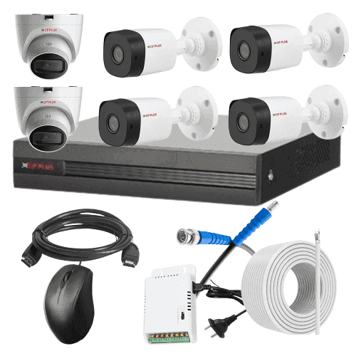 CP Plus 5MP IR Indoor & Outdoor CCTV Combo Kit with 8Ch DVR, 4 Bullet 2 Dome Camera, 8Ch SMPS, 70m Copper Cable & Connectors