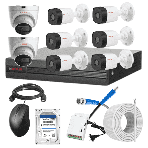 CP Plus 5MP IR Indoor & Outdoor CCTV Combo Kit with 8Ch DVR, 6 Bullet 2 Dome Camera, 8Ch SMPS, 70m Cable, 500GB HDD & Connector