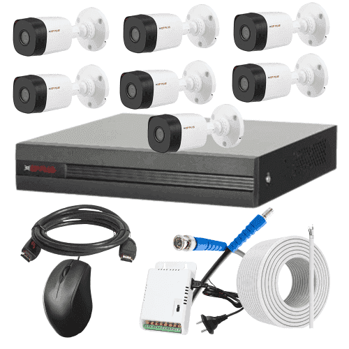 CP Plus 5MP IR Indoor & Outdoor CCTV Combo Kit with 8Ch DVR, 7 Bullet Camera, 8Ch SMPS, 70m Copper Cable & Connectors