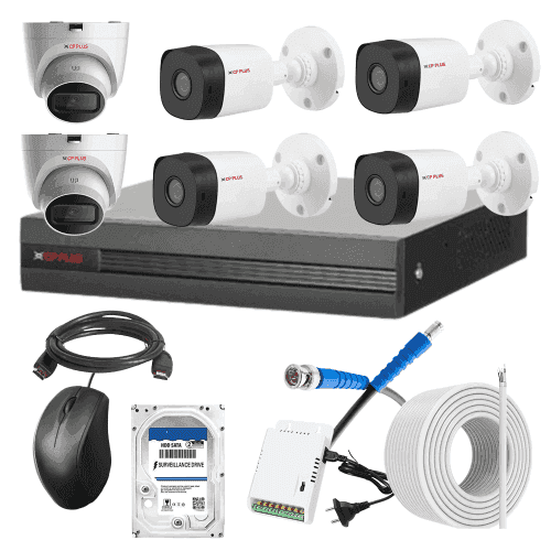 CP Plus 5MP IR Indoor & Outdoor CCTV Combo Kit with 8Ch DVR, 4 Bullet 2 Dome Camera, 8Ch SMPS, 70m Cable, 500GB HDD & Connector