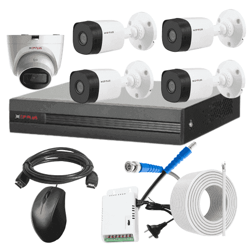 CP Plus 5MP IR Indoor & Outdoor CCTV Combo Kit with 8Ch DVR, 4 Bullet 1 Dome Camera, 8Ch SMPS, 70m Copper Cable & Connectors