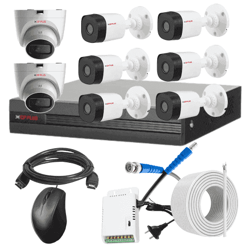 CP Plus 5MP IR Indoor & Outdoor CCTV Combo Kit with 8Ch DVR, 6 Bullet 2 Dome Camera, 8Ch SMPS, 70m Copper Cable & Connectors