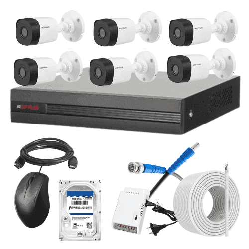 CP Plus 5MP IR Indoor & Outdoor CCTV Combo Kit with 8Ch DVR, 6 Bullet Camera, 8Ch SMPS, 70m Copper Cable, 2TB HDD & Connectors