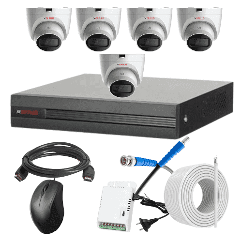 CP Plus 5MP IR Indoor & Outdoor CCTV Combo Kit with 8Ch DVR, 5 Dome Camera, 8Ch SMPS, 70m Copper Cable & Connectors