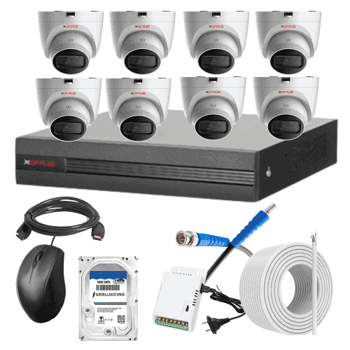 CP Plus 5MP IR Indoor & Outdoor CCTV Combo Kit with 8Ch DVR, 8 Dome Camera, 8Ch SMPS, 70m Copper Cable, 2TB HDD & Connectors