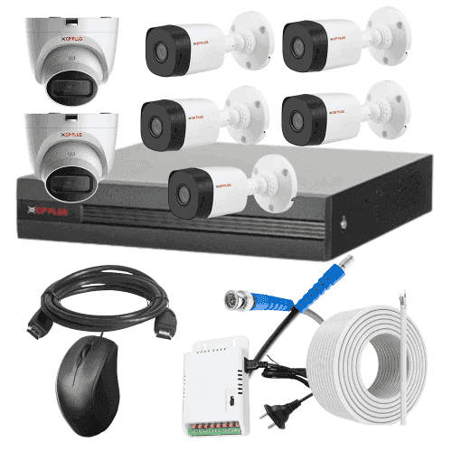 CP Plus 5MP IR Indoor & Outdoor CCTV Combo Kit with 8Ch DVR, 5 Bullet 2 Dome Camera, 8Ch SMPS, 70m Copper Cable & Connectors