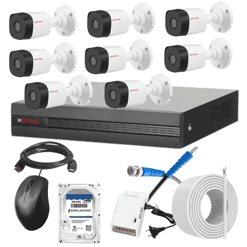 CP Plus 5MP IR Indoor & Outdoor CCTV Combo Kit with 8Ch DVR, 8 Bullet Camera, 8Ch SMPS, 70m Copper Cable, 500GB HDD & Connectors