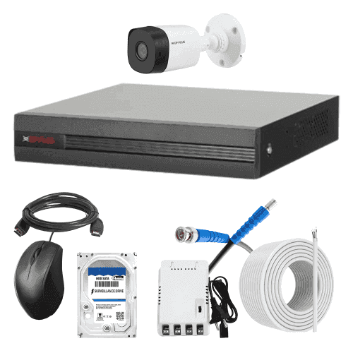 CP Plus 5MP IR Indoor & Outdoor CCTV Combo Kit with 4Ch DVR, 1 Bullet Camera, 4Ch SMPS, 70m Copper Cable, 500GB HDD & Connectors