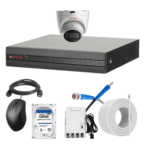 CP Plus 5MP IR Indoor & Outdoor CCTV Combo Kit with 4Ch DVR, 1 Dome Camera, 4Ch SMPS, 70m Copper Cable, 500GB HDD & Connectors