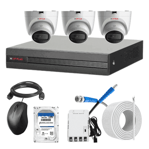 CP Plus 5MP IR Indoor & Outdoor CCTV Combo Kit with 4Ch DVR, 3 Dome Camera, 4Ch SMPS, 70m Copper Cable, 500GB HDD & Connectors