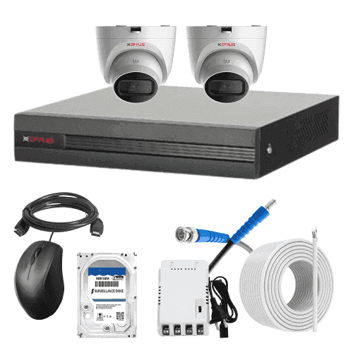 CP Plus 5MP IR Indoor & Outdoor CCTV Combo Kit with 4Ch DVR, 2 Dome Camera, 4Ch SMPS, 70m Copper Cable, 1TB HDD & Connectors