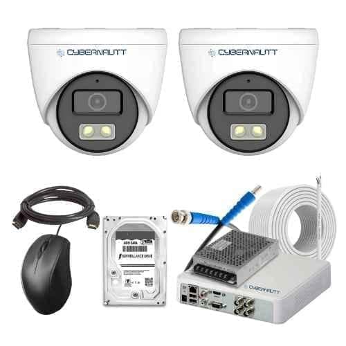Cybernautt 2.4MP Full Colour HD Indoor & Outdoor CCTV Combo Kit with 4Ch DVR, 2 Dome Camera, 4Ch SMPS, 50m Copper Cable, 500GB HDD & Connectors