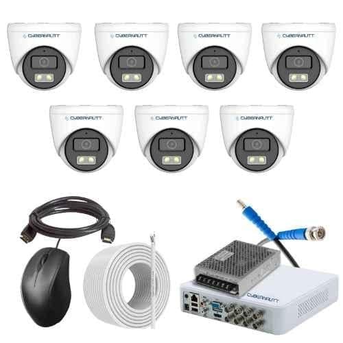 Cybernautt 2.4MP Full Colour HD Indoor & Outdoor CCTV Combo Kit with 8Ch DVR, 7 Dome Camera, 8Ch SMPS, 50m Copper Cable & Connectors