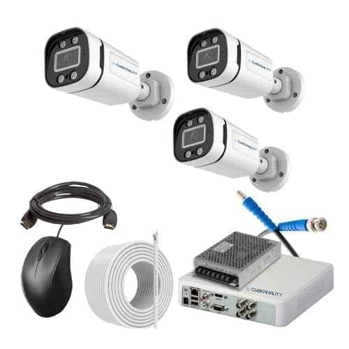 Cybernautt 2.4MP Full Colour HD Indoor & Outdoor CCTV Combo Kit with 4Ch DVR, 3 Bullet Camera, 4Ch SMPS, 50m Copper Cable & Connectors