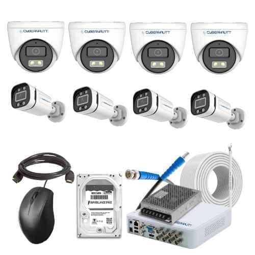 Cybernautt 2.4MP Full Colour HD Indoor & Outdoor CCTV Combo Kit with 8Ch DVR, 4 Dome Camera, 4 Bullet Camera, 8Ch SMPS, 50m Cable, 500GB HDD & Connector