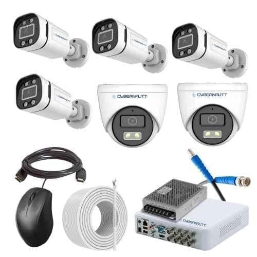 Cybernautt 2.4MP Full Colour HD Indoor & Outdoor CCTV Combo Kit with 8Ch DVR, 4 Bullet Camera, 2 Dome Camera, 8Ch SMPS, 50m Copper Cable & Connectors