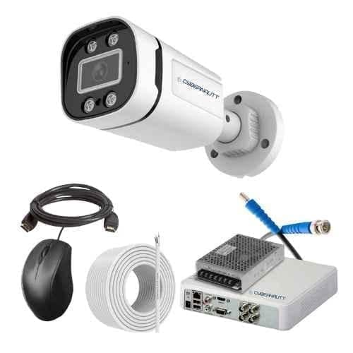Cybernautt 2.4MP Full Colour HD Indoor & Outdoor CCTV Combo Kit with 4Ch DVR, 1 Bullet Camera, 4Ch SMPS, 50m Copper Cable & Connectors
