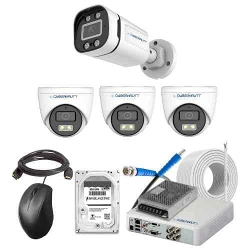 Cybernautt 2.4MP Full Colour HD Indoor & Outdoor CCTV Combo Kit with 4Ch DVR, 1 Bullet Camera, 3 Dome Camera, 4Ch SMPS, 50m Cable, 1TB HDD & Connector