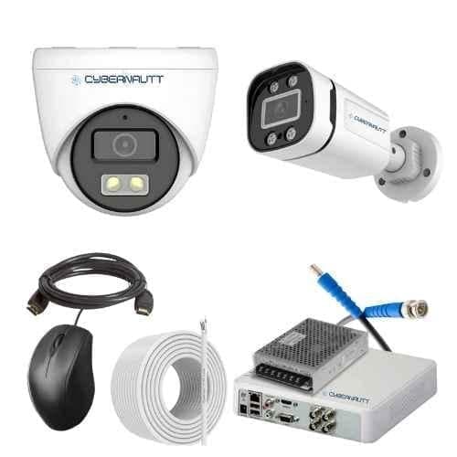 Cybernautt 2.4MP Full Colour HD Indoor & Outdoor CCTV Combo Kit with 4Ch DVR, 1 Dome Camera, 1 Bullet Camera, 4Ch SMPS, 50m Copper Cable & Connectors