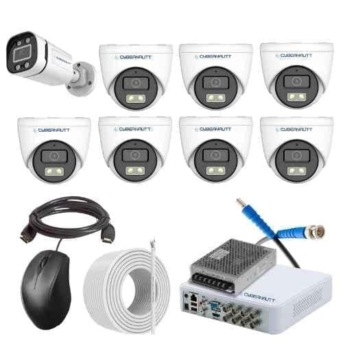 Cybernautt 2.4MP Full Colour HD Indoor & Outdoor CCTV Combo Kit with 8Ch DVR, 1 Bullet Camera, 7 Dome Camera, 8Ch SMPS, 50m Copper Cable & Connectors