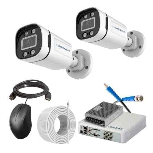 Cybernautt 2.4MP Full Colour HD Indoor & Outdoor CCTV Combo Kit with 4Ch DVR, 2 Bullet Camera, 4Ch SMPS, 50m Copper Cable & Connectors