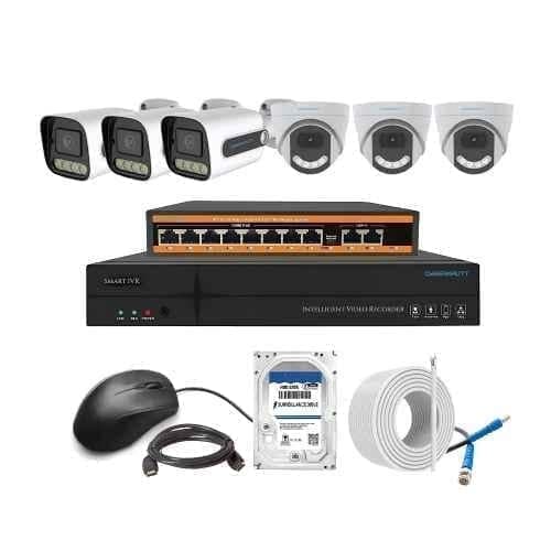 Cybernautt 3MP Full HD Indoor & Outdoor Network IP Combo Kit with 10Ch NVR, 3D 3B HD Camera, 8Ch POE, 100m Copper LAN Cable, Connectors & 500GB HDD