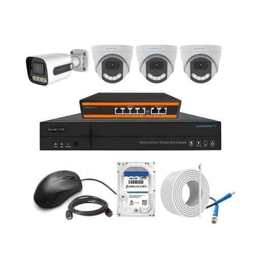 Cybernautt 3MP Full HD Indoor & Outdoor Network IP Combo Kit with 10Ch NVR, 1B 3D HD Camera, 4Ch POE, 100m Copper LAN Cable, Connectors & 2TB HDD