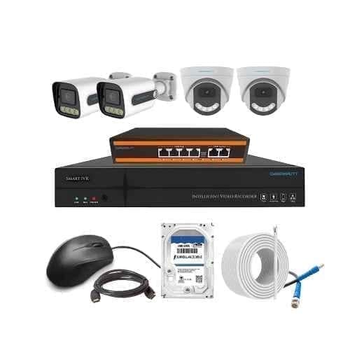 Cybernautt 3MP Full HD Indoor & Outdoor Network IP Combo Kit with 10Ch NVR, 2D 2B HD Camera, 4Ch POE, 100m Copper LAN Cable, Connectors & 1TB HDD
