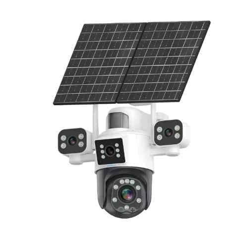 Cybernautt 4MP+4MP+4MP+4MP Quad Len 4G Solar Security Camera with Dual Solar Panels, Full Colour Night Vision, Two-Way Audio & AI Motion Detection, X20E