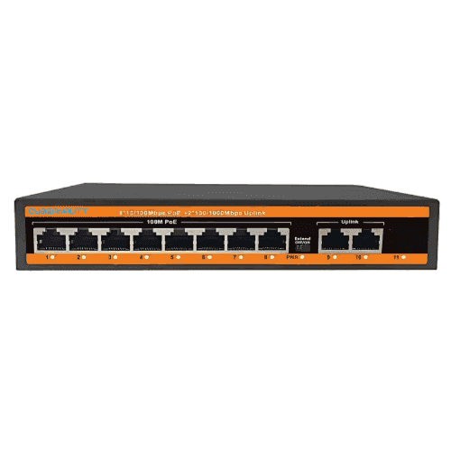 Cybernautt CNI-8PH2UG-POE 8+2 Port POE Switch with 2 Uplink Port, Watchdog Function, Natural Cooling, MDI/MDIX Auto Flip & Built-in Power Supply