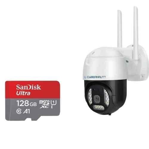 Cybernautt K3T 3MP Full HD PT 4G Sim Camera with Night Vision, IP66, Weather Proof, Motion Detect, Auto Track, 2 Way Audio & Free 128GB Memory Card