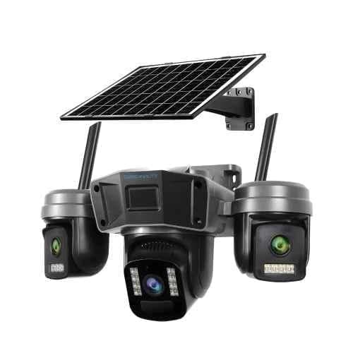 Cybernautt X11V 12MP 3 Lens PTZ Solar 4G Sim Outdoor CCTV Camera with 3 View, Motion Detection, 2 Way Audio & Color Night Vision