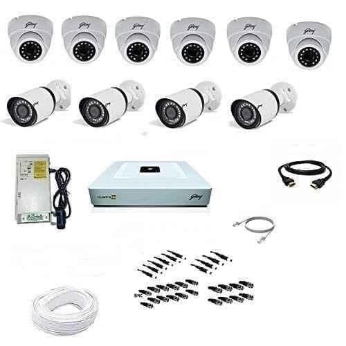 Godrej SeeThru 1080p Full HD White CCTV Camera Kit without Hard Disk, Godrej2MP6DOME4BULLET