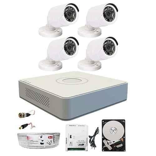 Hikvision 4 Pcs Bullet Camera, 1TB Hardisk, 4CH DVR, Power Supply, BNC & DC Connector Kit