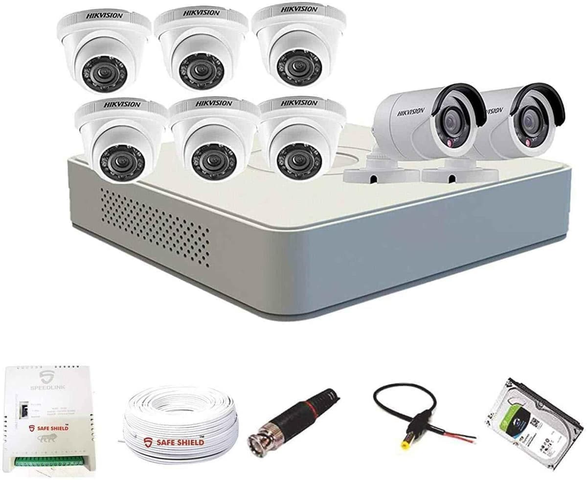Hikvision 8 Channel DVR & 2 Bullet& 6 Dome CCTV Camera with Speedlink Cable & Power Supply Surveillance kit
