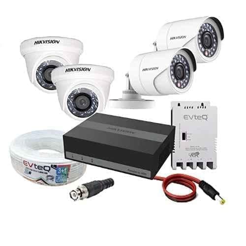 Hikvision EVteQ 2MP 2 Dome, 2 Bullet & 4 Channel 300GB Embedded Storage SSD DVR CCTV Camera Combo Kit, SK2MP2D2B
