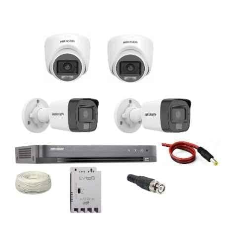Hikvision EVteQ 5MP 20m Smart Dual-Light Built-in Mic 2 Dome & 2 Bullet CCTV Camera with DVR Kit, HIK5MPDUALLIGHTKIT2D2B