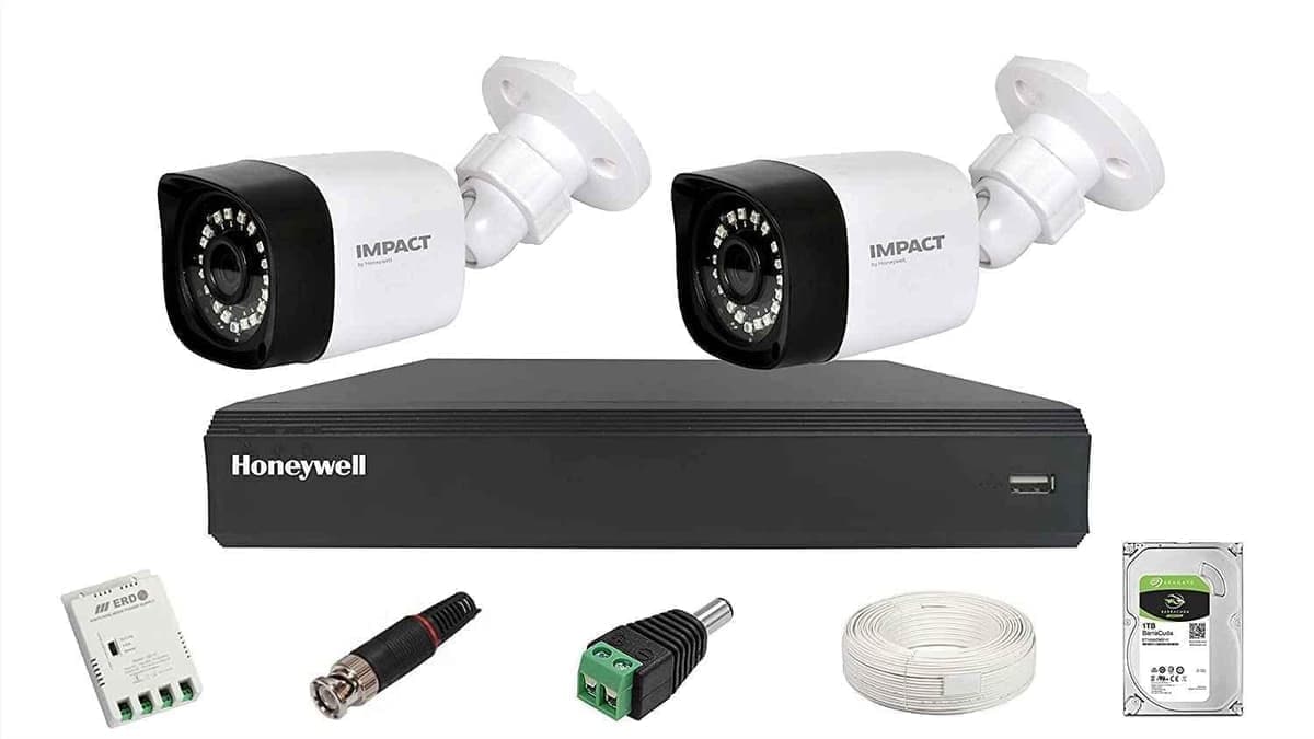 Impact by Honeywell 2MP Wired White CCTV Kit with 2 Bullet Camera, 4CH AHD DVR, 1TB Hard Disk & Accessories, I-MKIT4CH-5_K