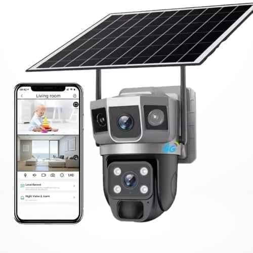 Maizic Smarthome 4MP+4MP 4G Dual Lens Solar 4G Sim Camera with Solar Panel, Color Night Vision, 2-Way Audio, IP66 Waterproof & Motion Detect