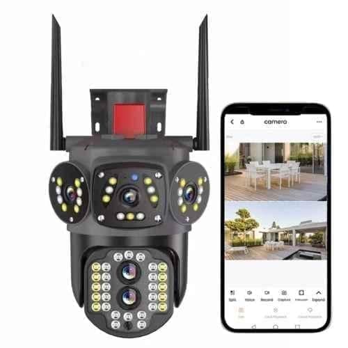 Maizic Smarthome Supercam 4MP+4MP+4MP HD PTZ Outdoor Smart Wi-Fi Camera with Color Night Vision, 2 Way Audio, Motion Detect, 360 deg View & Weatherproof