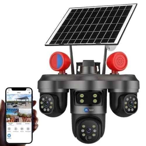 Maizic Smarthome Trigenie Siren 3x3MP 4G SIM Solar Black Triple Lens AI PTZ Outdoor Security Camera with 360 deg Pan View, MSH-30102026
