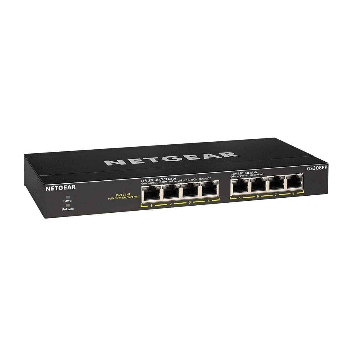 Netgear GS308PP 8 Ports 83W 16Gbps Gigabit Ethernet PoE Unmanaged Switch