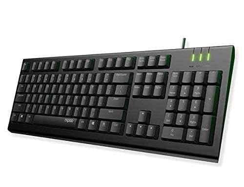 Rapoo NK1900 Black USB Spill Resistance Wired Keyboard with UV Coated & Instant One Touch Multimedia Keys
