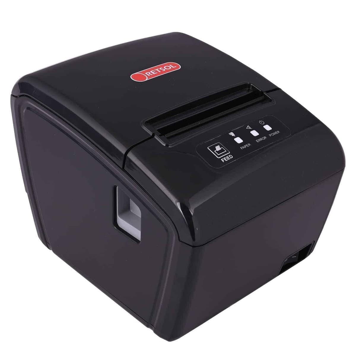Retsol RTP-82UE 80mm Black Billing Receipt Thermal Label Printer with Easy Drop-In Paper Loading & USB+LAN Interface