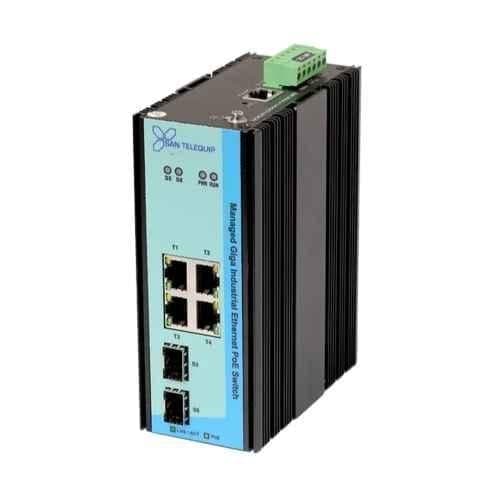 San Telequip 10/100/1000M 4-RJ45 2-SFP Industrial Giga PoE Managed Switch, IPSMG 304-2S A