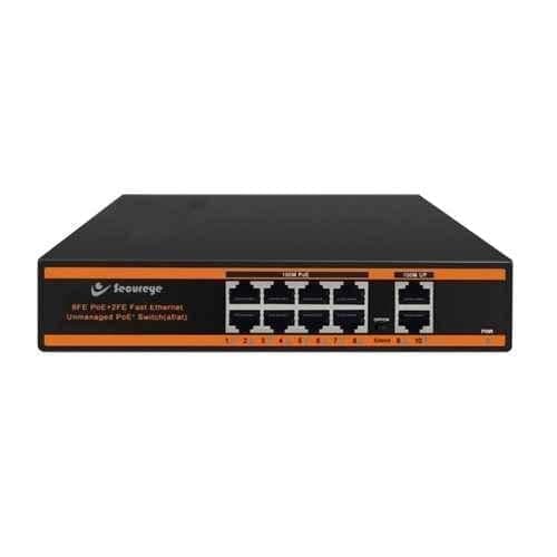 Secureye 8 Ports POE Network Switch, S-8FE-2UE-LD-NB