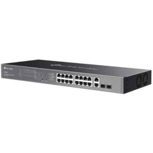 TP-Link Omada 20 Port 1000Mbps 2 RJ45 & 2 SFP Uplinks Metal Black Gigabit Easy Managed Switch, ES220GMP